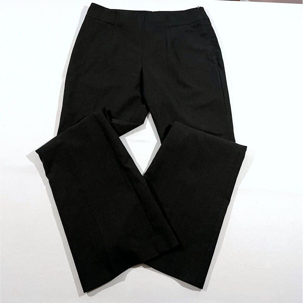 Akris Pants Womens US Sz 12 Black Wool Dress Trousers Career Wide Leg - Picture 2 of 10